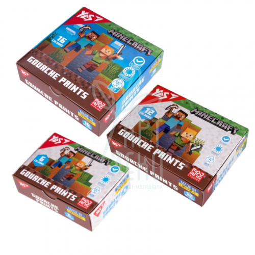 Набір гуашевих фарб Minecraft, 20 мл, Yes 
