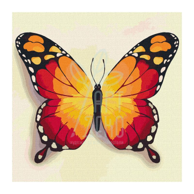 Набір для розпису за номерами "Помаранчевий метелик", 25х25 см, Ідейка
