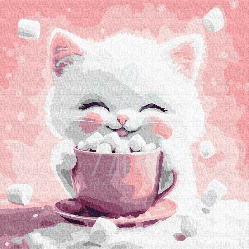 Набір для розпису за номерами "Какао для котика (картина № 2)", 30х30 см, Ідейка