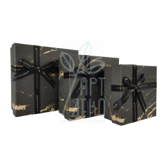 Коробка подарункова "Just for You", з бантом, чорна, Україна