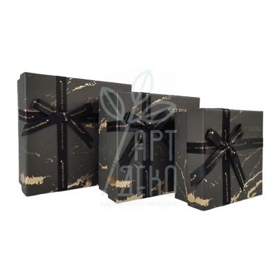 Коробка подарункова "Just for You", з бантом, чорна, Україна