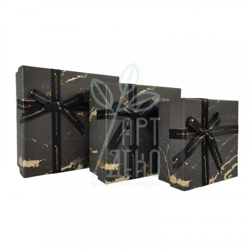 Коробка подарункова "Just for You", з бантом, чорна, Україна