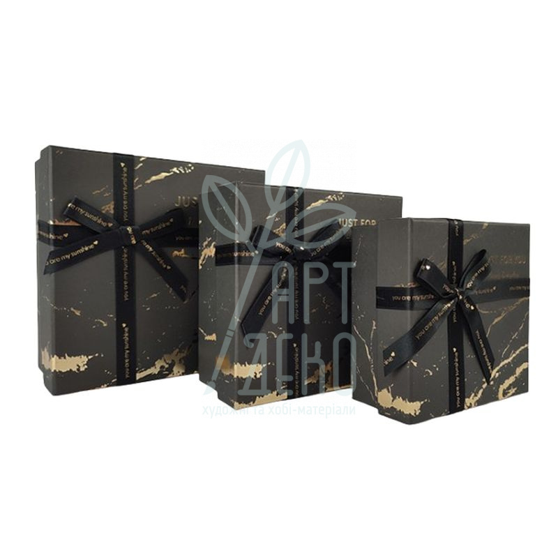 Коробка подарункова "Just for You", з бантом, чорна, Україна