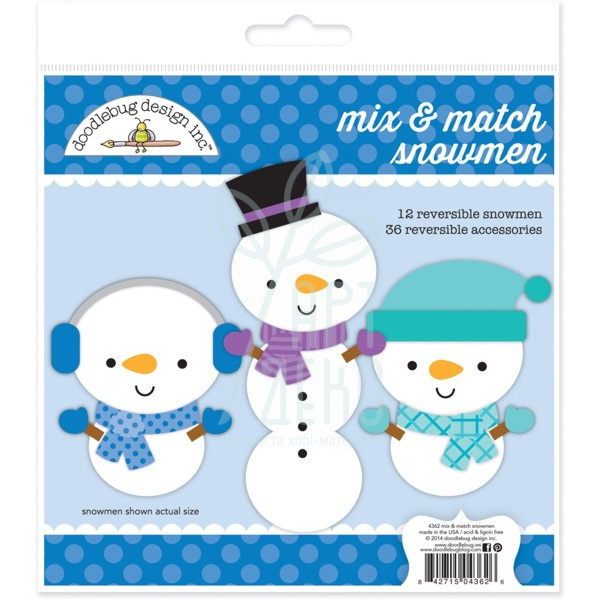 Набір висічок картонних Mix & match snowmen craft kit, Doodlebug
