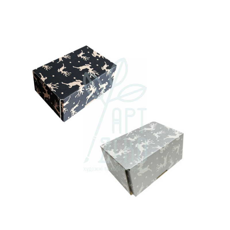 Коробка подарункова, гофрокартон "Олені", 12х8,4х5,3 см, Україна