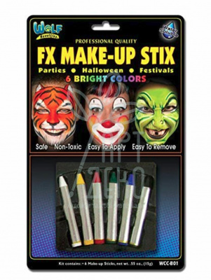 Набір олівців для аквагриму Regular Makeup Sticks/Bright Colours 6 шт., Wolfe
