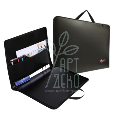 Папка-портфель пластикова, А2 (42х59,4 см), чорна, Santi