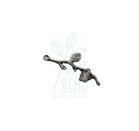 Підвіска металева "Гілочка  з квітами", срібло, 17х42 мм, ScrapBerry's
