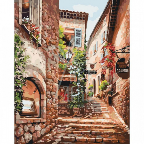 Набір для розпису за номерами Міський пейзаж "Сонячна вуличка", 40х50 см, Ідейка