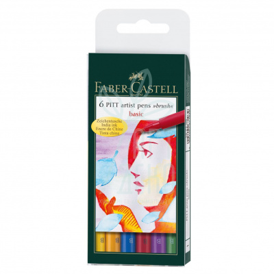 Набір пензлів-ручок PITT Artist Pen Brush, Основні кольори, 6 шт, Faber-Castell