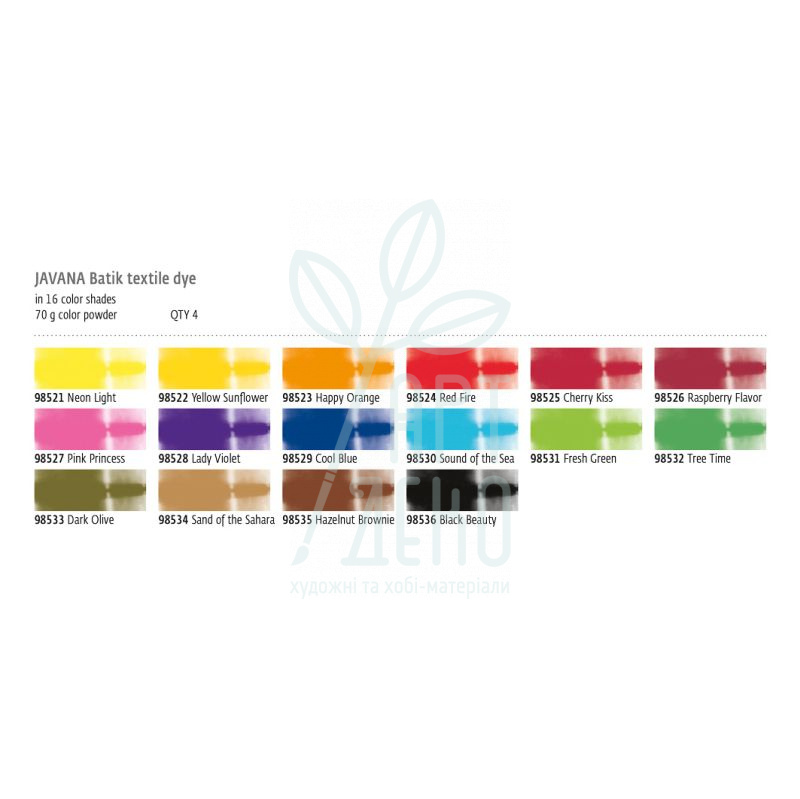 Барвник універсальний Javana Batik Dye, для гарячої обробки 50-90°С, 70 г, Kreul