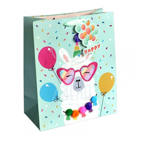 Пакет подарунковий "Блакитна лама", 37х29х12,5 см, Україна