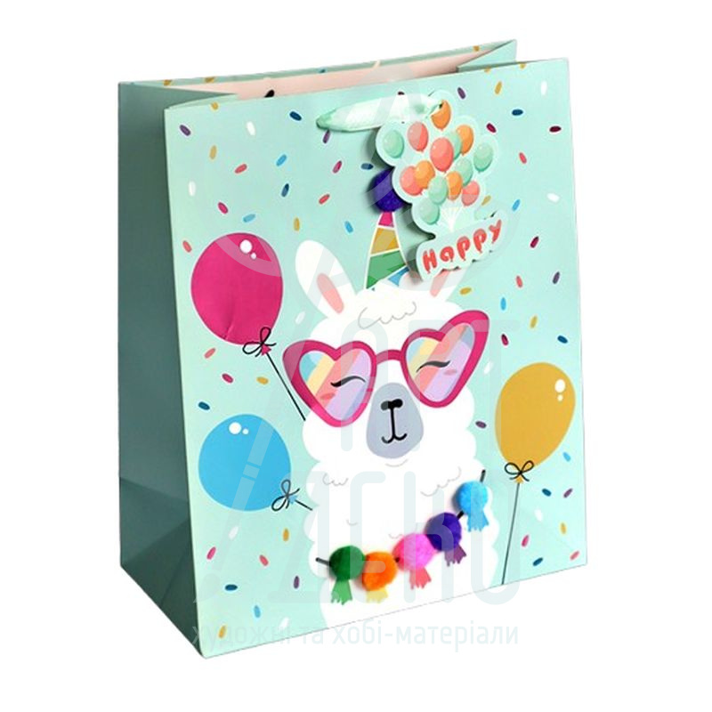 Пакет подарунковий "Блакитна лама", 37х29х12,5 см, Україна