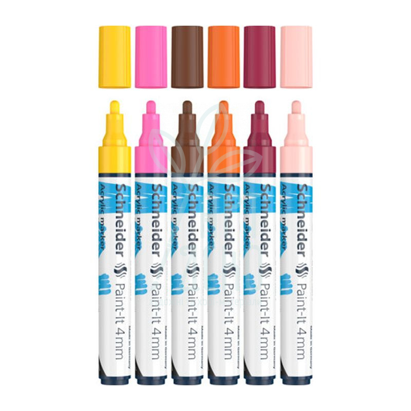 Набір маркерів акрилових Paint-it 320 Wallet Set1, 4 мм, 6 шт, Schneider 