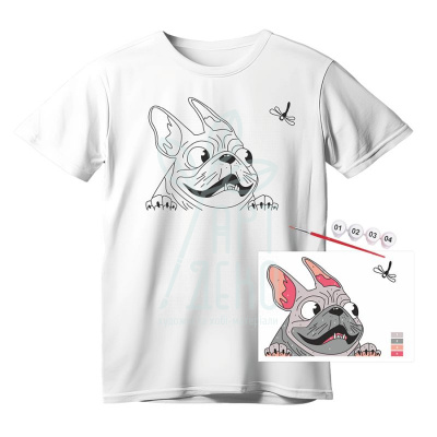 Набір футболка-розмальовка "Мопс", бавовна 100%, розмір S, ROSA Talent