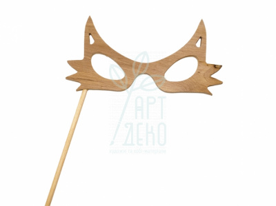 Окуляри-маска "Кіт" на паличці для фотосесії, фанера, 14х7 см, Україна