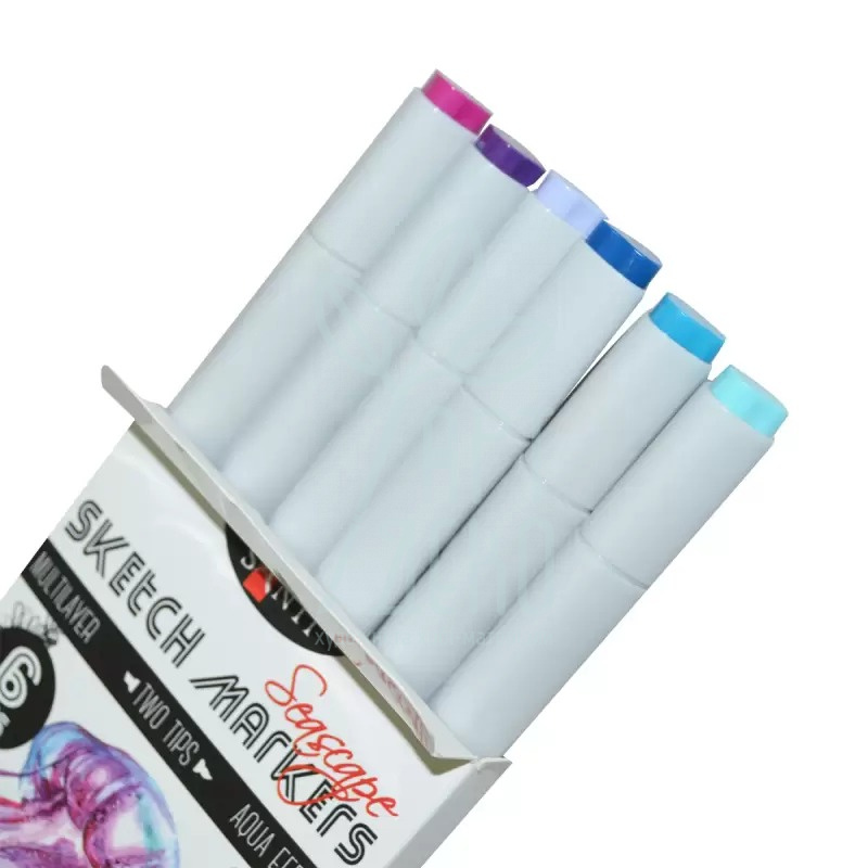 Набір маркерів двосторонніх Sketch "Seascape", 6 шт., Santi