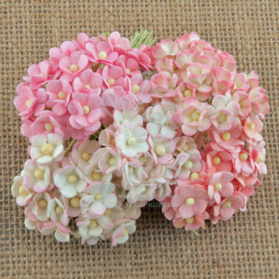 Квіти паперові Гортензія, рожеві тони, 1 см, 20 шт., Тайланд