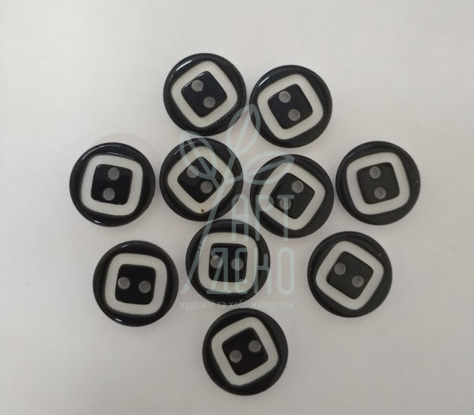 Гудзик акриловий "Чорно-білий", 15 мм, 10 шт., Китай
