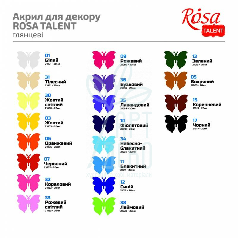 Фарба акрилова для декору Talent, глянцева, 20 мл, ROSA