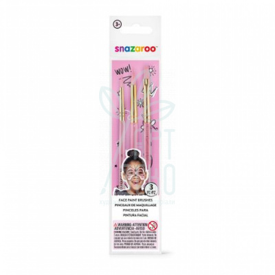 Набір пензлів для аквагриму Girls set of 3 face paint brushes, 3 шт., Snazaroo