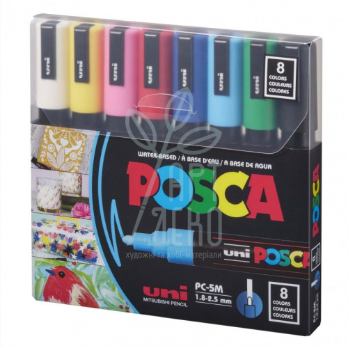 Набір маркерів акрилових Posca,1,8-2,5 мм, 8 шт, Uni