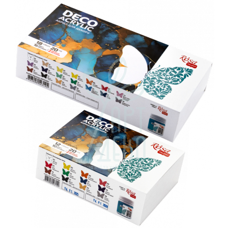 Набір фарб акрилових для декору Talent, матові і металіки, 20 мл, ROSA 