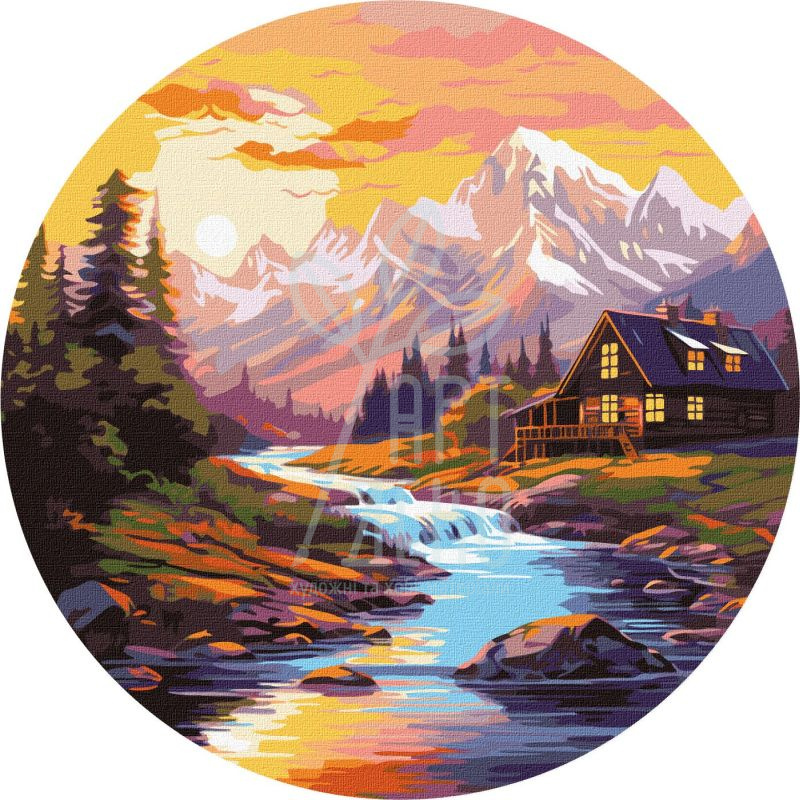 Набір для розпису за номерами "Будинок біля річки", d39 см, Ідейка