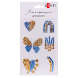 Аплікація зі страз самоклеючих "Ukraine", 9,5х15,5 см, Santi