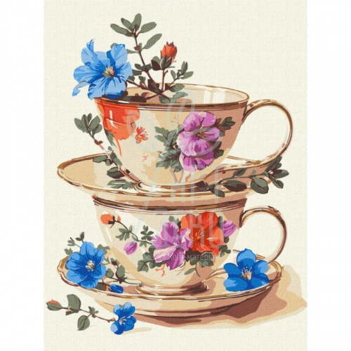 Набір для розпису за номерами "Чарівність чашок", металік, 30х40 см, Ідейка 