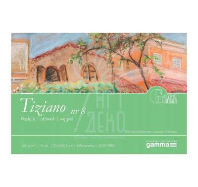 Склейка для пастелі Tiziano Nr.8, папір Fabriano, 5 кольорів, 22,5х32,5 см, 160 г/м2, 15 л., Польща
