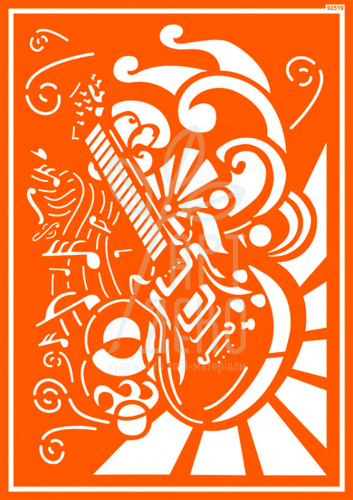 Трафарет-самоклейка багаторазовий для текстилю Javana, А4 (21х29,7 см), Рок-н-рол, Kreul