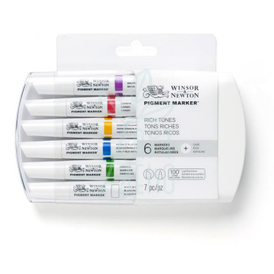 Набір маркерів двосторонніх Pigment marker, Насичені тони, 6 шт., W&N