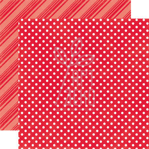 Папір для скрапбукінгу, двосторонній "Dots&Stripes", Червоний, 30х30 см, Echo Park