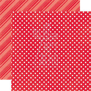Папір для скрапбукінгу Dots&Stripes, двосторонній, Червоний, 30х30 см, Echo Park