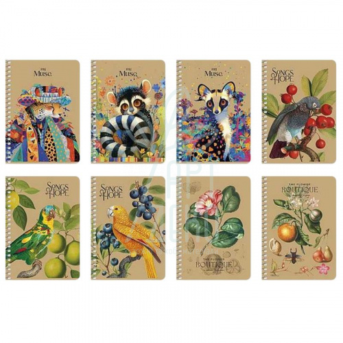 Блокнот для записів, спiраль, А6 (10,5х14,8 см), 70 г/м2, клітинка, кремовий блок, 80 л., Школярик