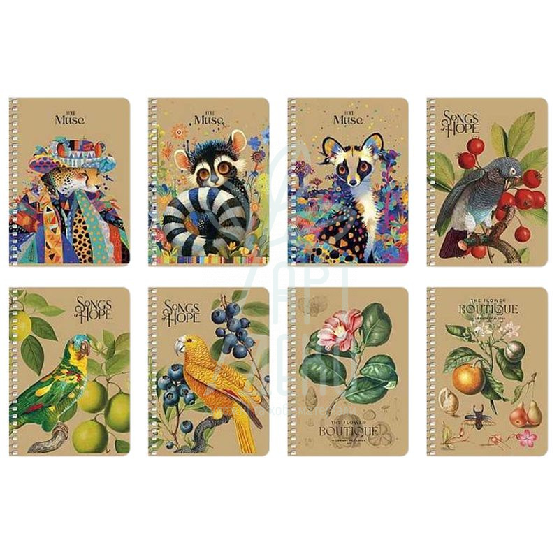 Блокнот для записів, спiраль, А6 (10,5х14,8 см), 70 г/м2, клітинка, кремовий блок, 80 л., Школярик