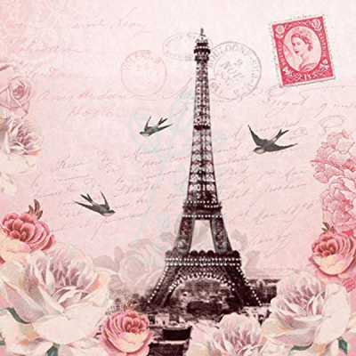 Серветка для декупажу "Лист до Парижа", 33x33 см, 18,5 г/м2, Ambiente