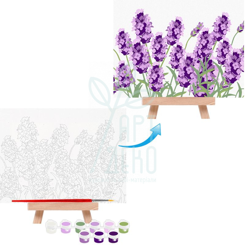 Набір для розпису за номерами "Ніжна лаванда", 15х20 см, з мольбертом, ROSA Start
