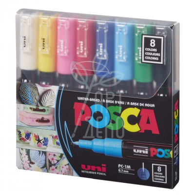 Набір маркерів акрилових Posca, 0,7-1 мм, 8 шт, Uni