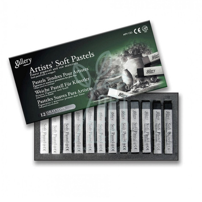 Набір пастелі сухої Gallery Artist Soft Pastels Graytone MPV-12G, 12 шт, MUNGYO