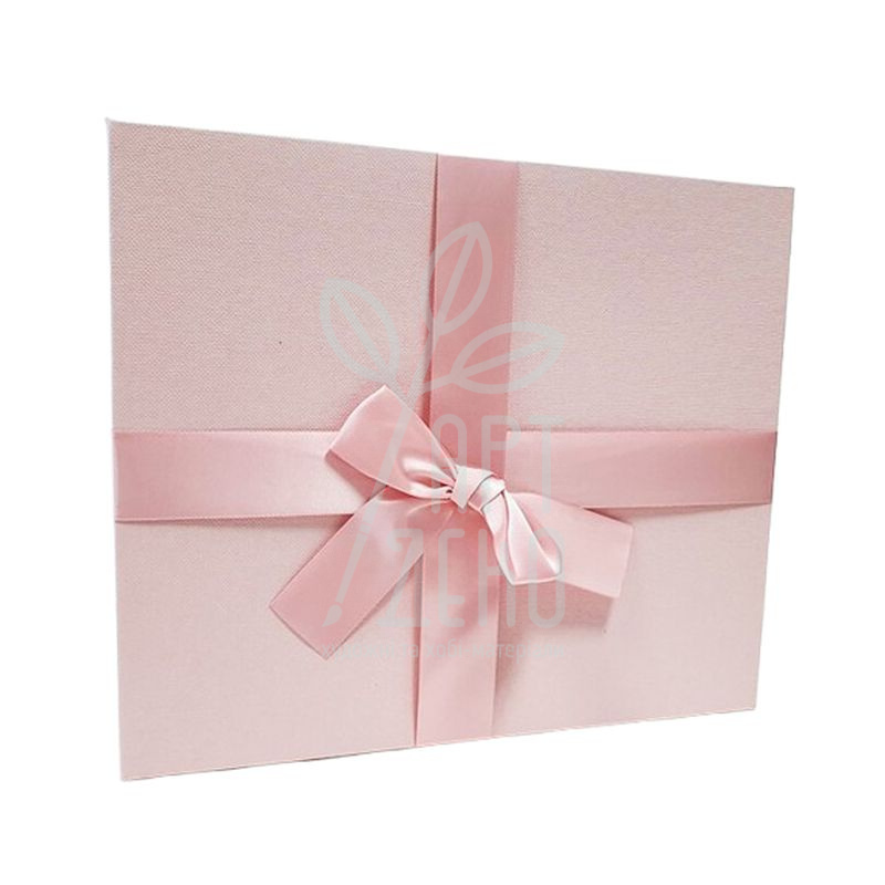 Коробка подарункова з бантом, рожева, Україна