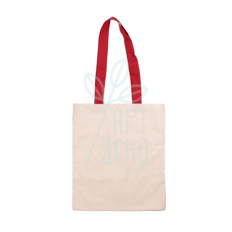 Еко-сумка, бавовна невибілена, 38х42 см, ручки червоні 70 см, ROSA Talent