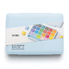 Набір гуашевих фарб Jelly Cup, пластиковий пенал, блакитний, 24х30 мл, HIMI