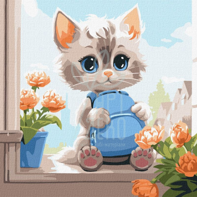 Набір для розпису за номерами "Милий пухнастик", 40х40 см, Ідейка