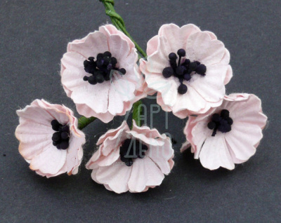 Квіти паперові Мак, ніжно-рожевий, 2 см, 5 шт., Тайланд