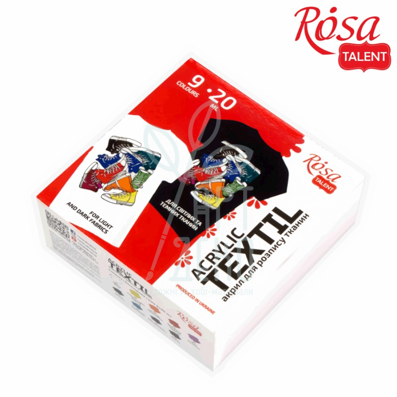 Набір фарб акрилових для тканини Style, 9х20 мл, ROSA Talent