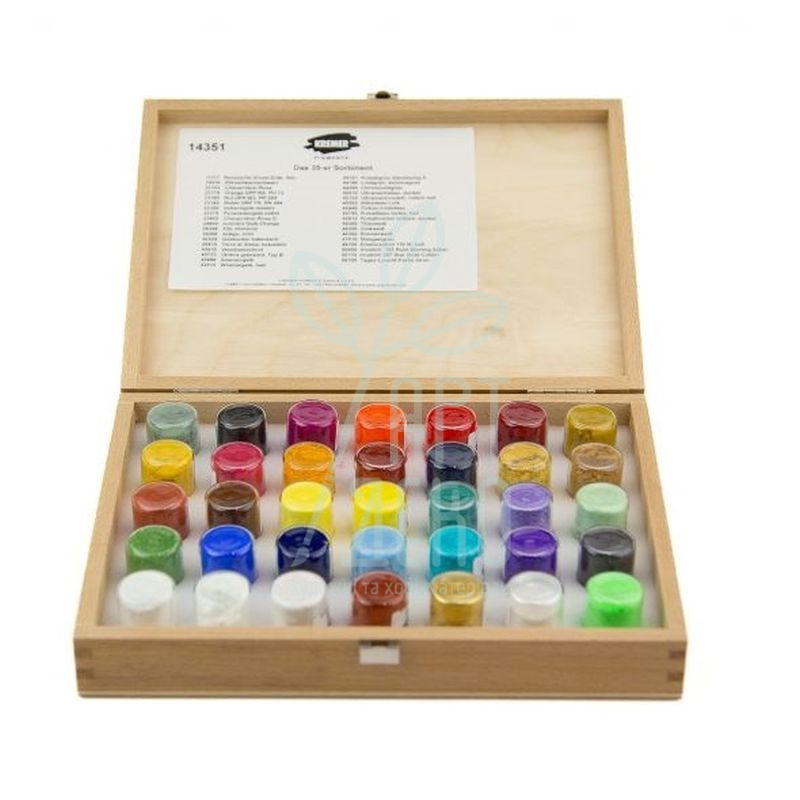 14351 Набір пігментів, в дерев'яному пеналі, 35х10 мл, Kremer