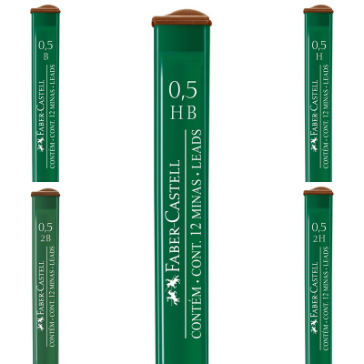 Грифелі графітні Polymer, 0,5 мм, 12 шт., Faber-Castell