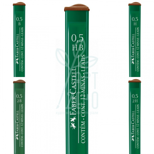 Грифелі Polymer для механічного олівця, 0,5 мм, 12 шт., Faber-Castell